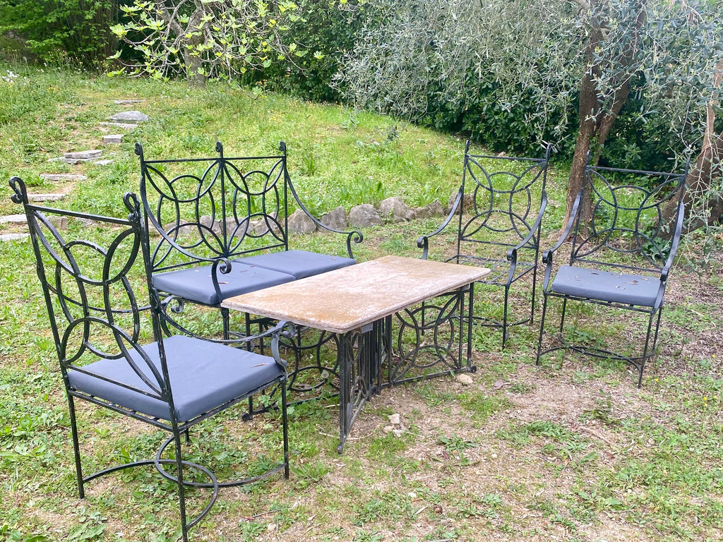 Garden table with bench and 2 chairs