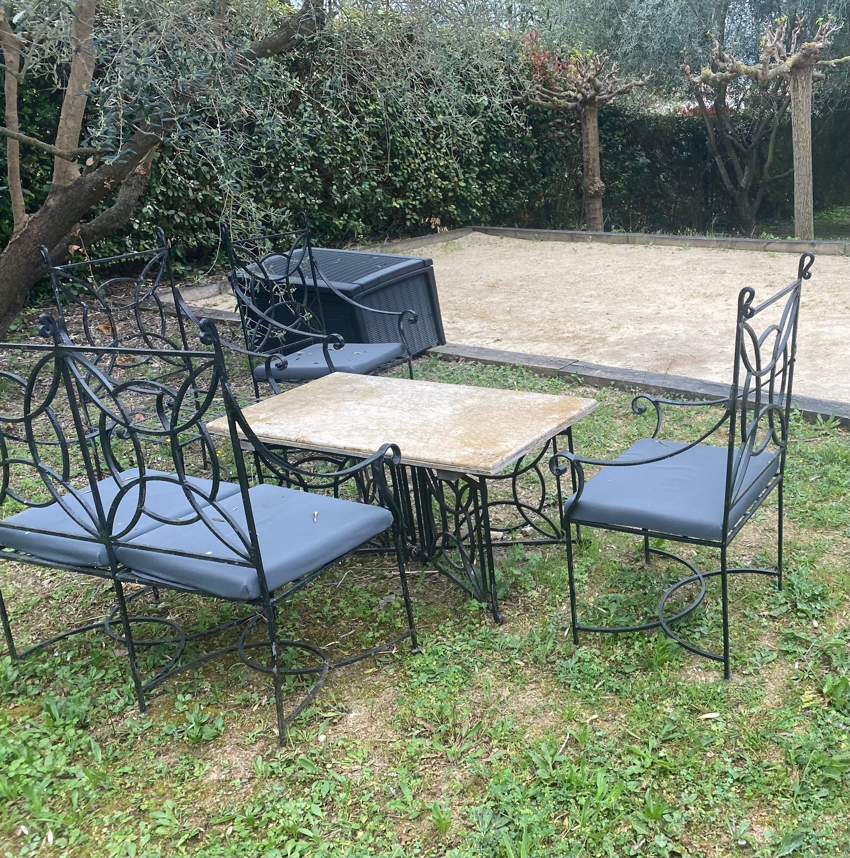 Garden table with bench and 2 chairs